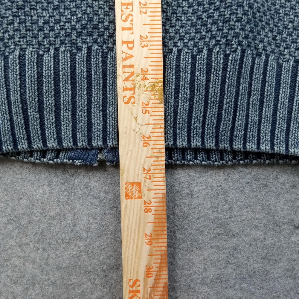 Carbon 2 Cobalt Sweater Mens 2XL Blue Linen Cotton Mock Neck Cable Knit Pullover - Picture 4 of 6